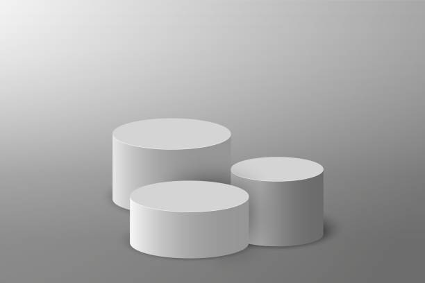 istock Winner pedestal. Round pillar stand scene. Vector win podium or platform. First place stand. 1218829182