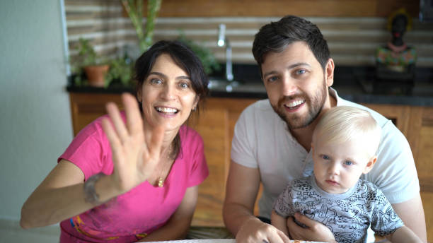 istock Family doing a video chat at home 1218830239