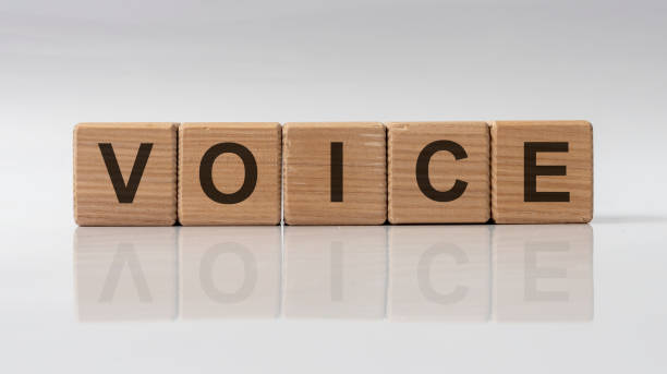 istock word VOICE made on wooden cubes on white grey glossy background 1218831407