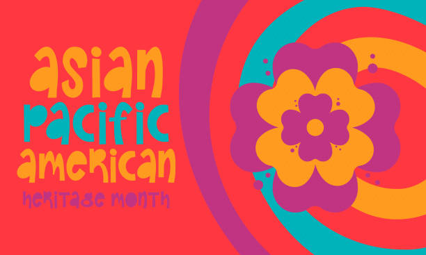 ilustraciones, imágenes clip art, dibujos animados e iconos de stock de mes de la herencia americana del pacífico asiático. celebrado en mayo. celebra la cultura, las tradiciones y la historia de los asiáticoamericanos y los isleños del pacífico en los estados unidos. cartel, tarjeta, estandarte. vector - océano pacífico