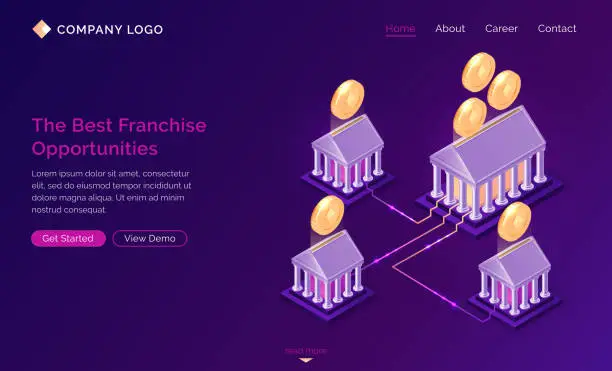 Vector illustration of Franchise opportunities isometric landing page