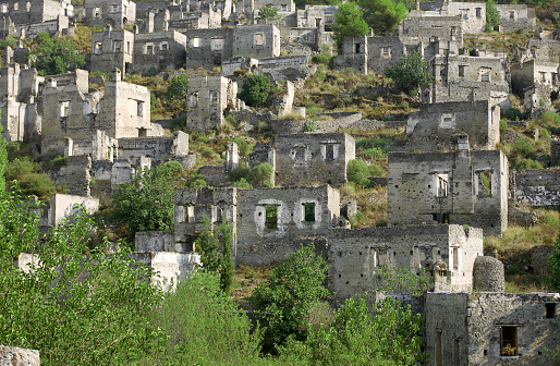 Historical Lycian village of Kayakoy, Fethiye, Mugla, Turkey.