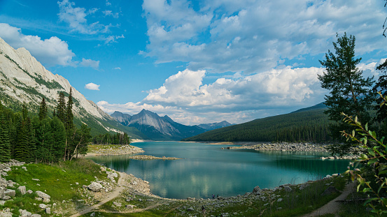 medicine lake views, jasper national park, alberta, canada