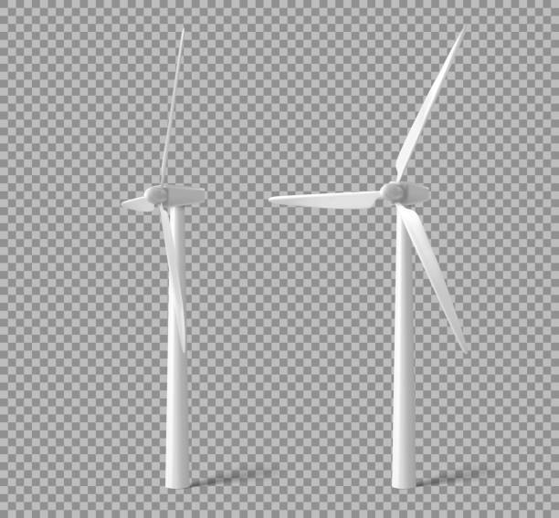 ilustrações, clipart, desenhos animados e ícones de turbinas eólicas, geradores de energia de moinhos de vento - wind turbine