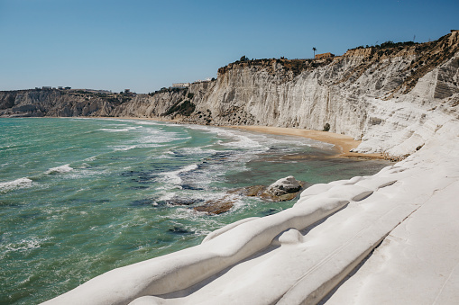 Natural rocky arches with clear transparent waters in Kleftiko, Milos island, Cyclades, Greece