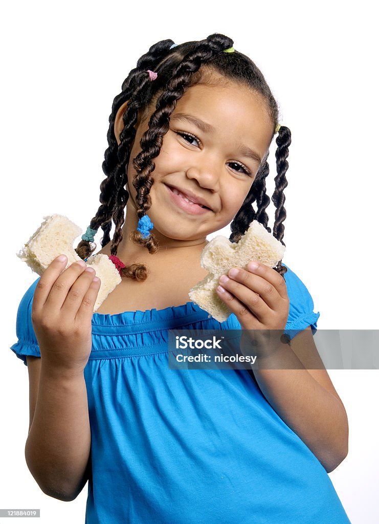 Chica con un sándwich - Foto de stock de Niño libre de derechos