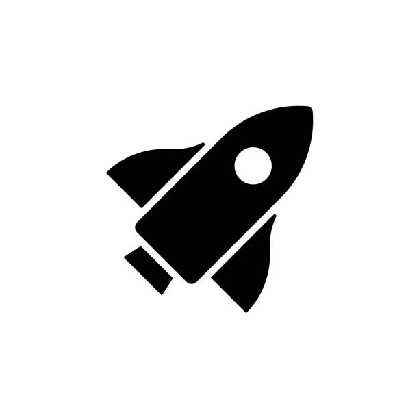 illustrations, cliparts, dessins animés et icônes de image vectorielle d’un signe plat et isolé de démarrage d’icône - space ship
