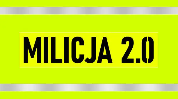 Photo of Milicja 2.0 logo concept, black text placed on a bright green - yellow background.
