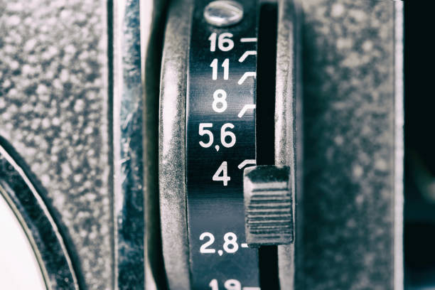 istock Aperture switch on retro movie camera 1218844615
