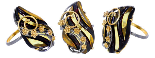 istock Amber jewelry ring. Baltic amber. Isolated image. 1218844744