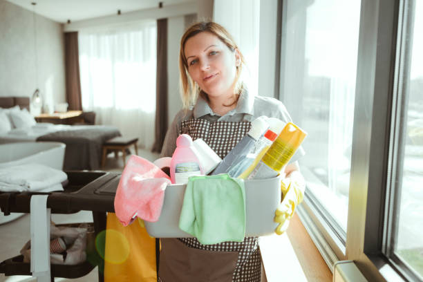 istock Maid working at Housekeeping in a hotel 1218844926