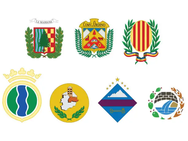 Vector illustration of Coat of Arms of Andorra Set Collection