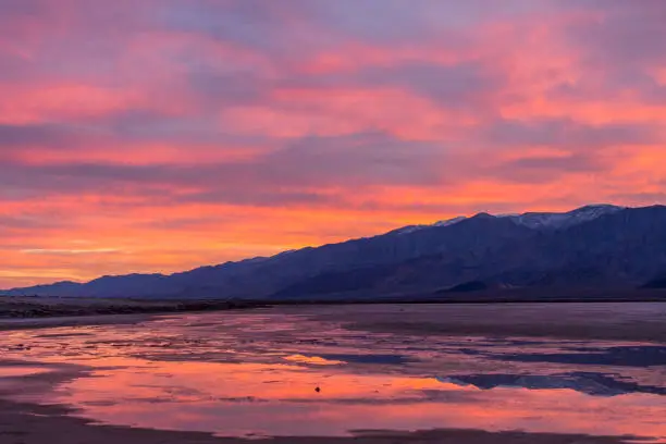 Sunset in Badwater Basin at Death Valley National Park