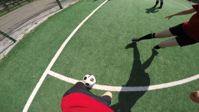 POV of Female Soccer Player Scoring a Goal