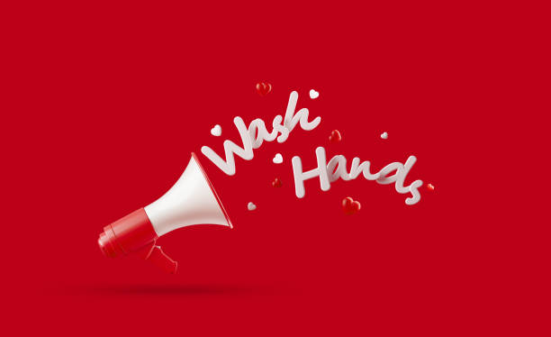istock Wash Hands Written over Red Megaphone on Red Background 1218851281