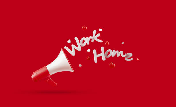 istock Work Home Written over Red Megaphone on Red Background 1218851351