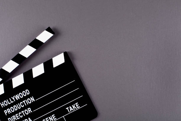 istock Movie clapper board on dark background with copy space. 1218851438