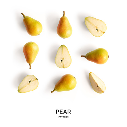 Pear fruit on the white background.