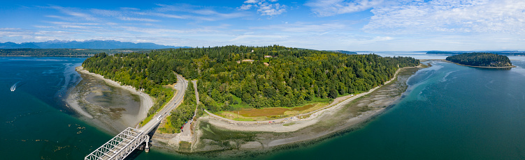 Port Ludlow Washington USA Aerial View of Shine Tidelands State Park Hood Head and Bywater Bay
