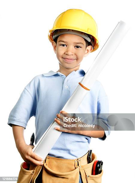 Little Bauarbeiter Stockfoto und mehr Bilder von Kind - Kind, Bauarbeiterhelm, Studioaufnahme