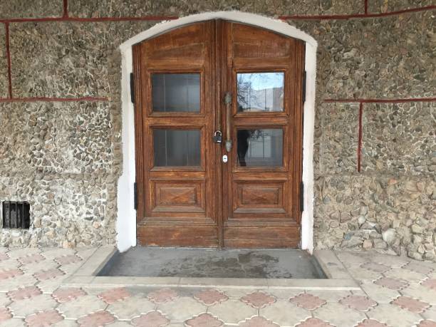 istock old wooden doors to the building 1218864444