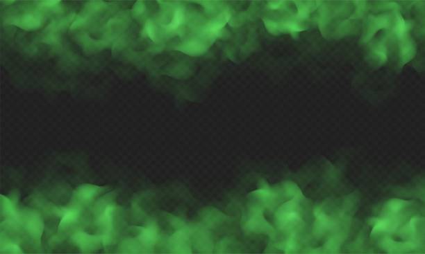 透明な背景に隔離された緑の霧、悪臭や有毒な煙雲。 - toxic substance smoke abstract green点のイラスト素材／クリップアート素材／マンガ素材／アイコン素材