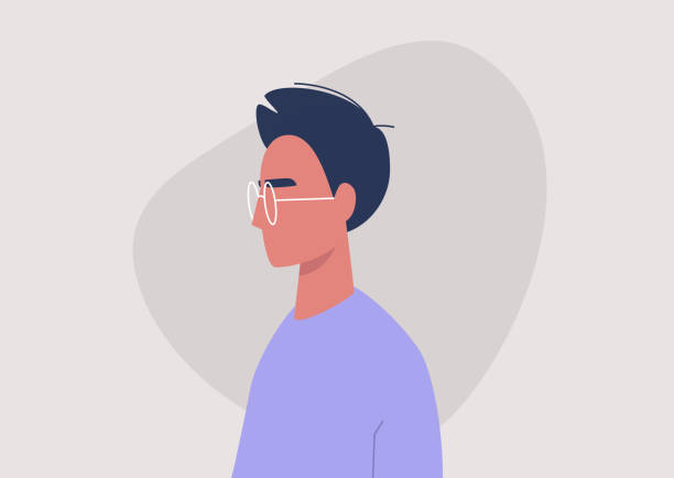 Young male character portrait, profile view, millennial lifestyle, flat vector graphics Young male character portrait, profile view, millennial lifestyle, flat vector graphics men illustrations stock illustrations