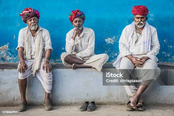 Three Rajasthani Friends Stock Photo - Download Image Now - Pushkar, Rajasthan, India