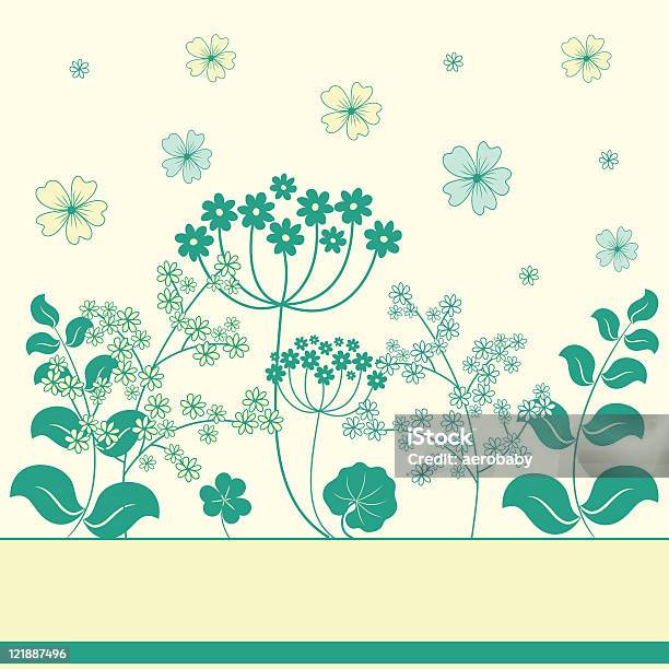 Garden Flowers And Herbs Фоне — стоковая векторная графика и другие изображения на тему Бежевый - Бежевый, Без людей, Векторная графика