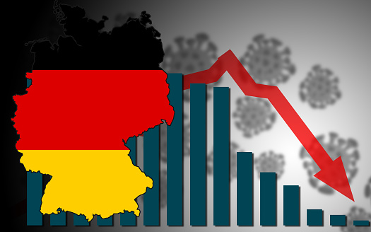 Economic crisis with Covid-19 crisis concept with Germany map