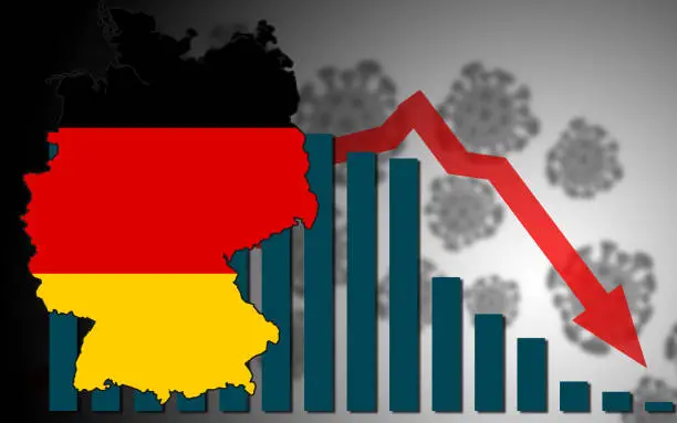 Economic crisis with Covid-19 crisis concept with Germany map, 3d rendering