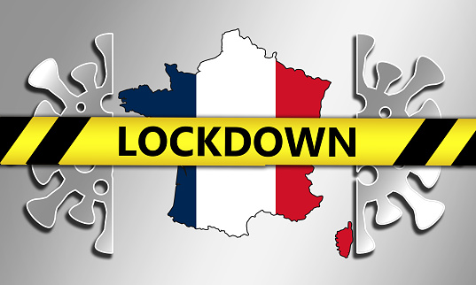 Coronavirus pandemic puts France on lockdown, 3d rendering
