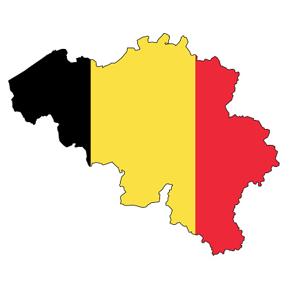 Belgium map with color of their flag, 3d rendering
