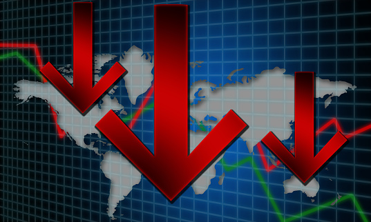 Global financial recession concept, 3d rendering