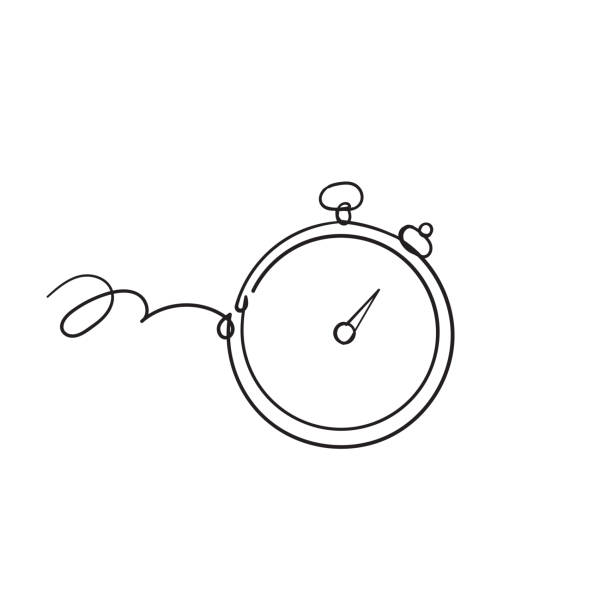 illustrations, cliparts, dessins animés et icônes de à la main dessiné stopwatch timer icône design plat style doodle - illustrations de cadran