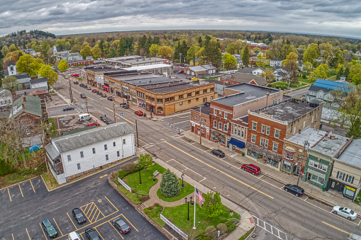 Aerial View of the Small Town of Sodus in Upstate New York
