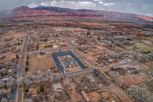 Aerial View of Torrey, Utah in early Spring