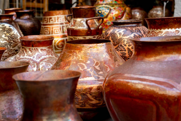 istock Metal vases or pots such as copper, brass or bronze 1218888008
