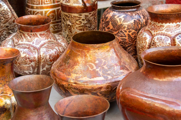 istock Metal vases or pots such as copper, brass or bronze 1218888019