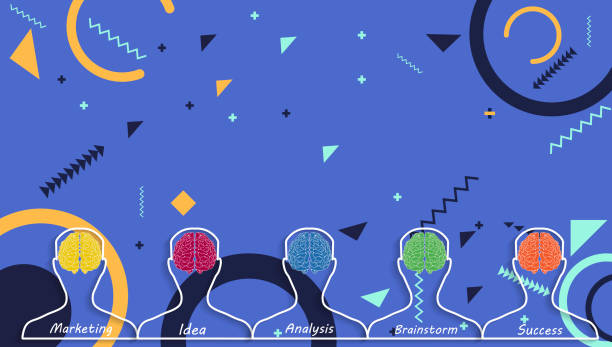 istock Human Head and Brain Variety of colors with White line,data,flat vector, illustration background geometric shapes. 1218888958