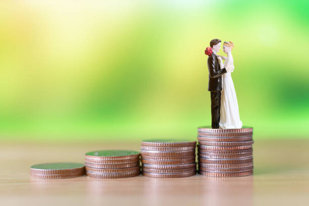 Financial save money for wedding. Prepare for marriage expenses stock photo