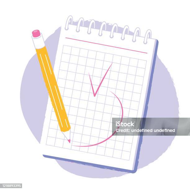 A Notepad For Taking Notes The Pencil Writing Note Mark Done Vector ...