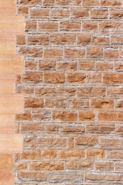 19th century limestone block wall texture with beaded mortar