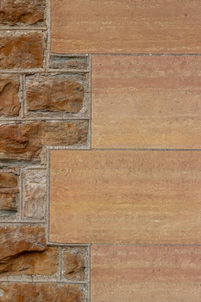 19th century limestone block wall texture with beaded mortar