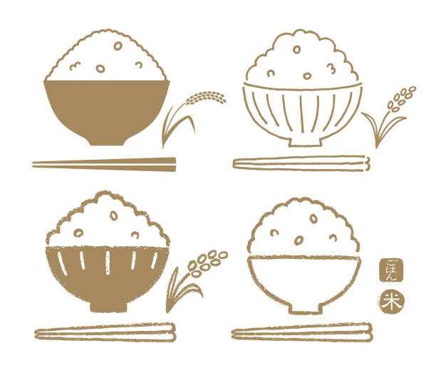 Rice and chopsticks Rice and chopsticks meal illustrations stock illustrations