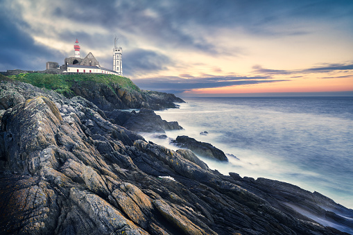 The Saint Mathieu lighthouse at sunrise, Brittany, France