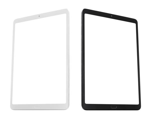 istock White and black tablets with blank screens on white 1218902783
