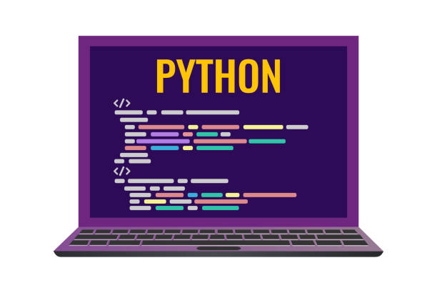 laptop z python języka komputerowego kodu. - python stock illustrations