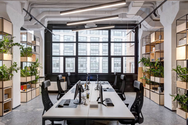 istock modern loft office interior with furniture 1218907452