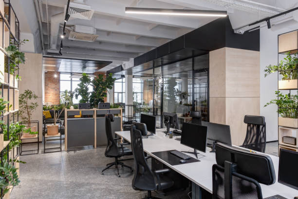 istock modern loft office interior with furniture 1218907466